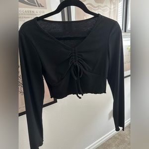 Black crop tie long sleeve